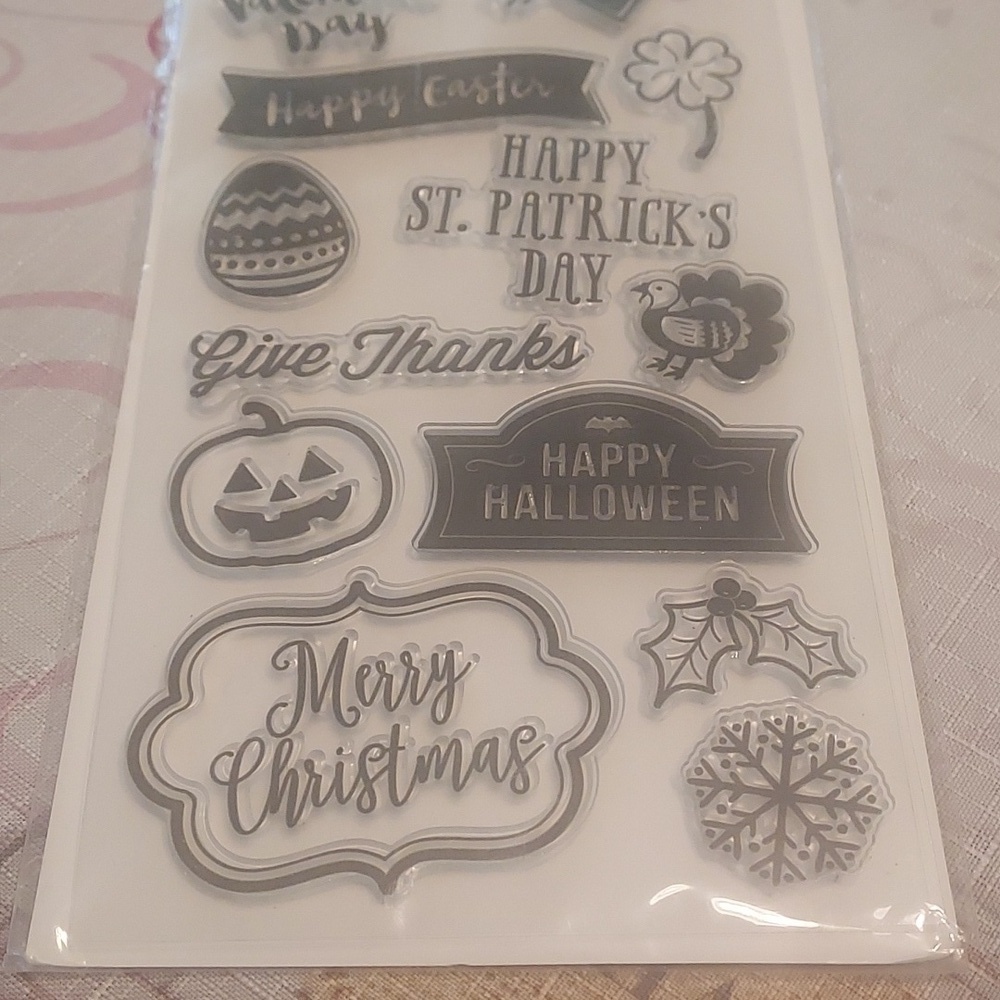 RECOLLECTIONS clear stamps happy Halloween merry Christmas... 15 pc new - Picture 4 of 5